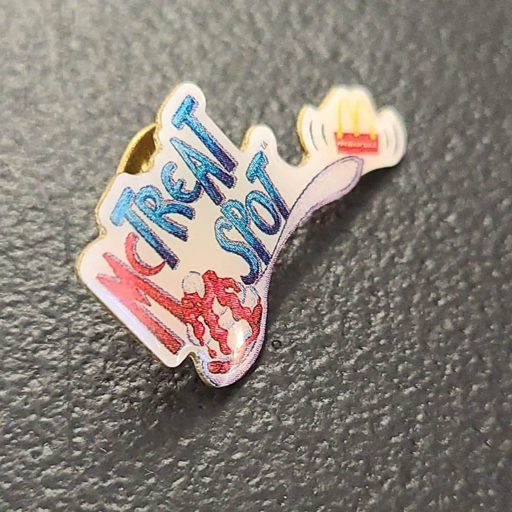 VTG Rare McDonalds Lapel Pin McTREAT SPOT Dessert Ice Cream Spoon Golden Arches - Picture 3 of 6